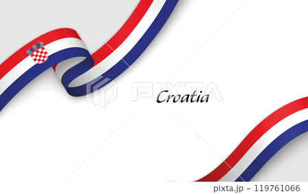 Ribbon with fllag of Croatia on white background 119761066