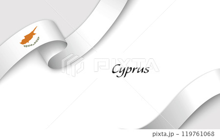 Ribbon with fllag of Cyprus on white background Ribbon with fllag of Cyprus on white background 119761068