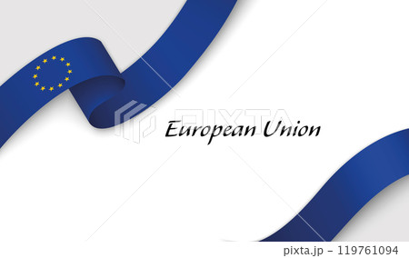 Ribbon with fllag of European Union on white background Ribbon with fllag of European Union on white background 119761094