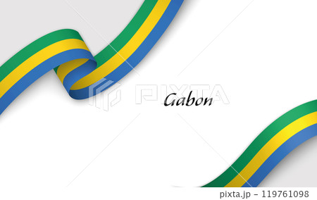 Curved ribbon with fllag of Gabon on white background 119761098