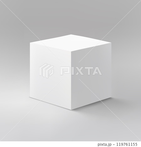 Simple White Cube on Gradient Gray Background Simple White Cube on Gradient Gray Background 119761155