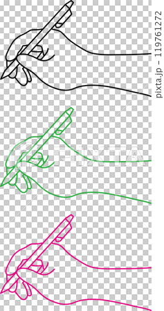 Hand with a pen 119761272