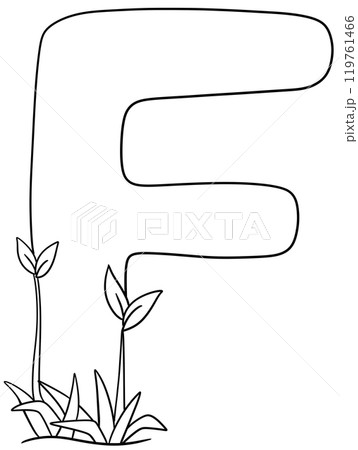 Coloring alphabet small tree theme F 119761466