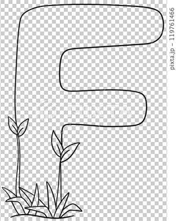 Coloring alphabet small tree theme F 119761466