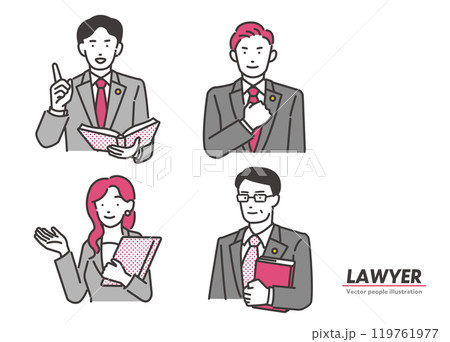 弁護士の男女のアイコンイラストセット 119761977