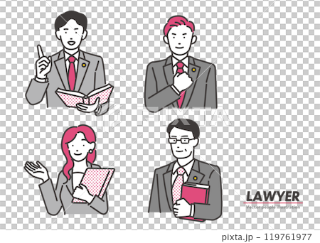 律師男人和女人圖標插圖集 119761977