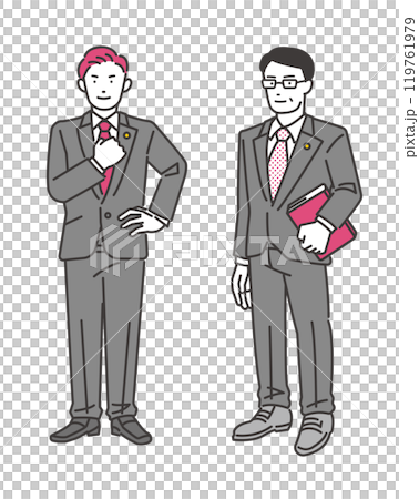 弁護士の男女のアイコンイラストセット 119761979