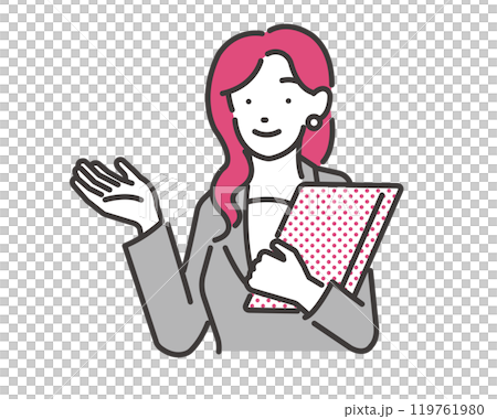 案内をする女性弁護士のイラスト 案内をする女性弁護士のイラスト 119761980