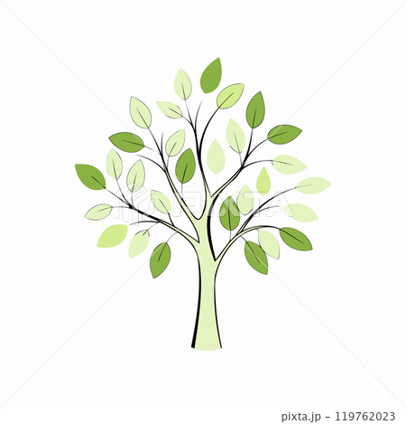 Vector illustration of a green tree with leaves, eco-friendly concept.. Vector illustration of a green tree with leaves, eco-friendly concept.. 119762023