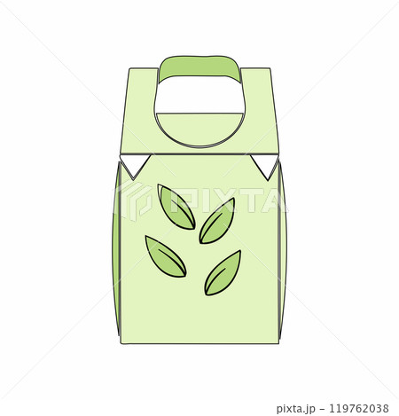 Flat vector illustration of eco-friendly packaging with green leaves, representing sustainable packaging practices. Perfect for zero-waste and eco-friendly product designs.. 119762038