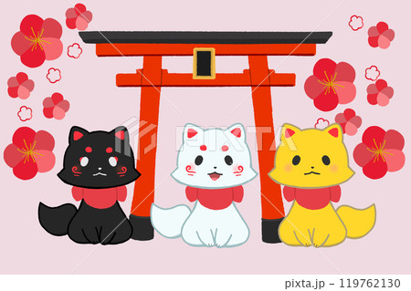 梅の花といなりテンプレート 梅の花といなりテンプレート 119762130