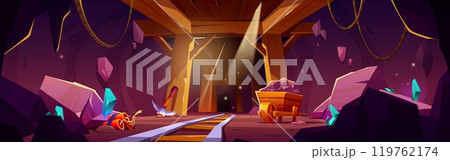 Cartoon mine interior Cartoon mine interior 119762174