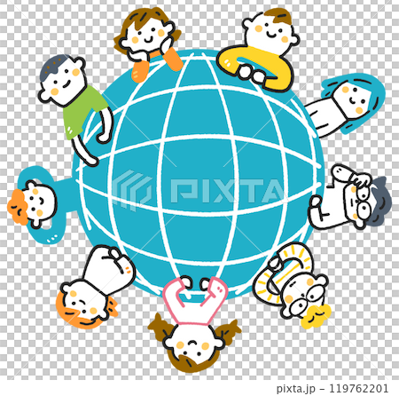 Elementary school students surrounding the earth Stock illustration material Elementary school students surrounding the earth Stock illustration material 119762201