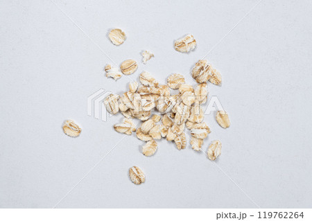 Scattered oatmeal top macro view Scattered oatmeal top macro view 119762264