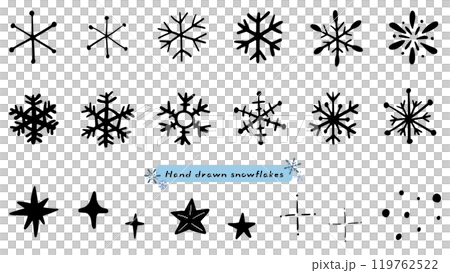 Snowflakes, patterns and cute hand drawn illustrations set 119762522