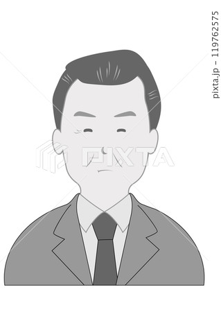 シンプルなおじさんのモノクロイラスト 119762575