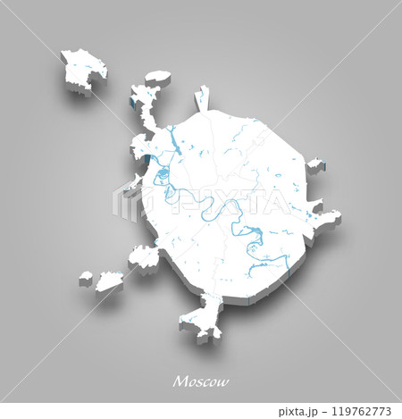 3D Map of Moscow with Waterways Highlighted 119762773