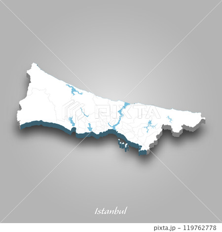 3D Map of Istanbul with Waterways Highlighted 119762778
