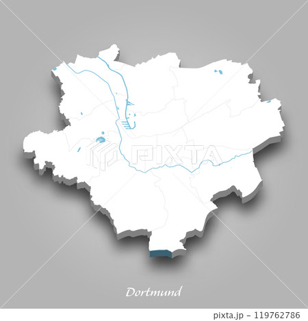 3D Map of Dortmund with Waterways Highlighted 119762786