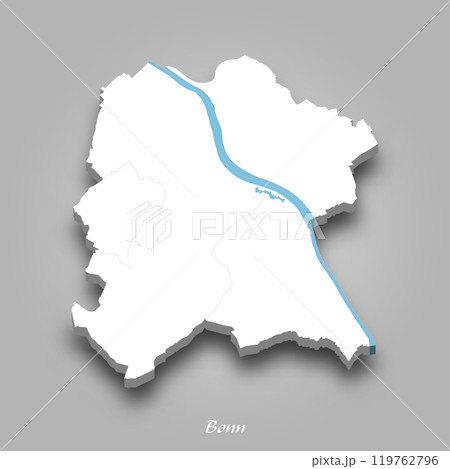 3D Map of Bonn with Waterways Highlighted 119762796
