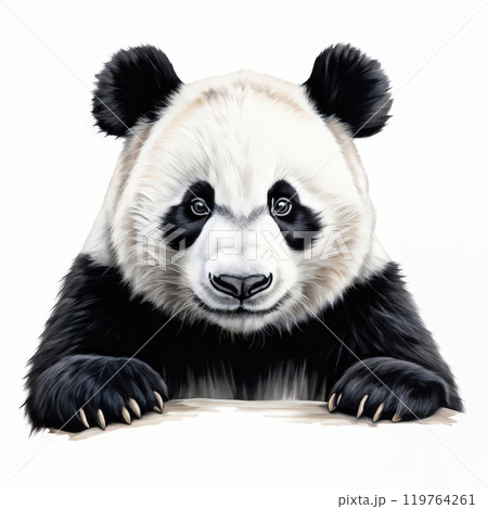 the AI Image Generator, Portrait of panda bear looking camera isolated 119764261