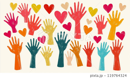 ハートと手が象徴する愛と支援のデザイン 119764324
