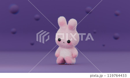 Cute little chibi bunny. 3d render, 3d illustration. 119764433