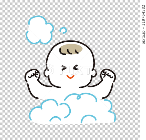 Baby being washed in the bath Baby being washed in the bath 119764582