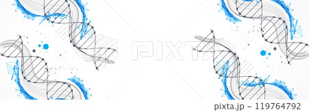 Science template, wallpaper or banner with a DNA molecules. Hand drawn vector. 119764792