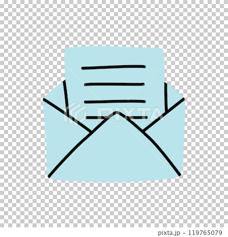 Doodle Open envelope with letter icon or logo, hand drawn with thin black line 119765079