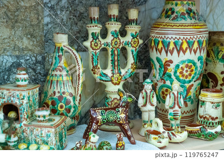 Ukrainian dishes. Clay ceramics. Old decor. 119765247
