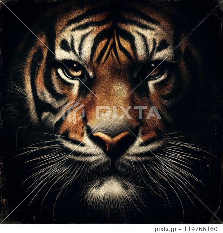 リアルな虎の肖像画 リアルな虎のクリップアート - 高解像度デジタルダウンロード、雄大な