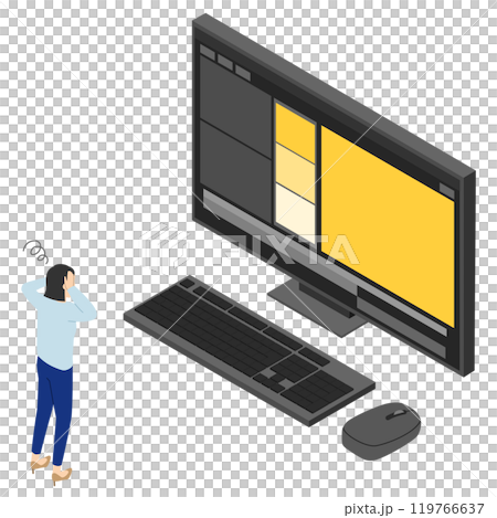 女性在影片編輯/等軸測方面遇到困難 119766637