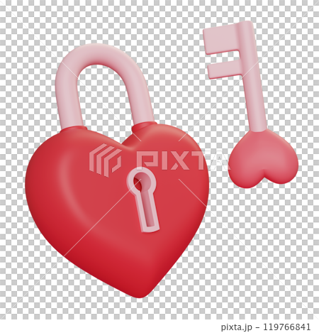 Heart Shaped Lock with key 3D graphic Heart Shaped Lock with key 3D graphic 119766841