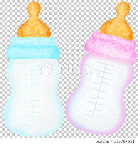 vector set of baby pacifier and baby bottle 119767011