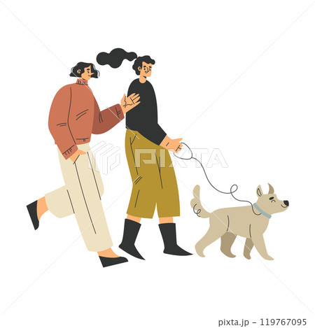 Woman Character Walking Dog Pet as Domestic Animal Vector Illustration Woman Character Walking Dog Pet as Domestic Animal Vector Illustration 119767095