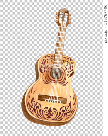 guitar illustration of an acoustic guitar. musical instrument. Day of the Dead. Cinco de mayo guitar illustration of an acoustic guitar. musical instrument. Day of the Dead. Cinco de mayo 119767406