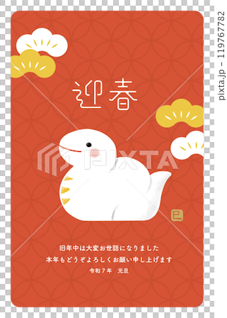 2025 New Year's card Cute white snake_Welcome the New Year 119767782