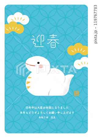 2025年 年賀状可愛い白蛇_迎春 119767783