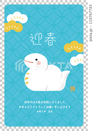 2025 New Year's card Cute white snake_Welcome the New Year 119767783