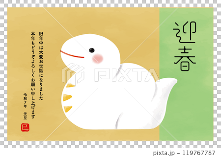 2025 New Year's card Cute white snake_Welcome the New Year 119767787
