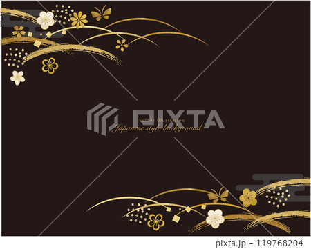 ゴールドモチーフの和柄の年賀状 ゴールドモチーフの和柄の年賀状 119768204