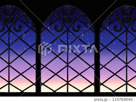 背景　窓から見る夜空 119769040