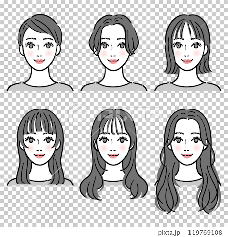 一組不同頭髮長度的女性 119769108