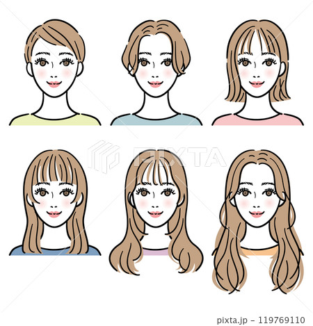 色々な髪の長さの女性セット 119769110