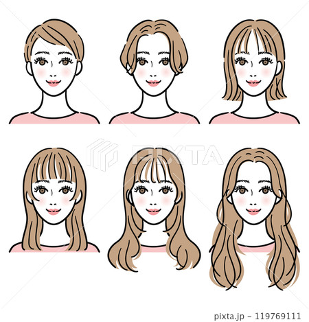 色々な髪の長さの女性セット 119769111