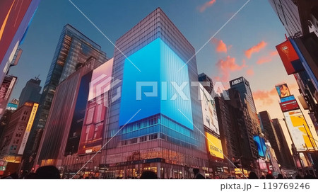 駅通路やショッピングセンター、ビルにあるようなデジタルサイネージ・広告看板 119769246