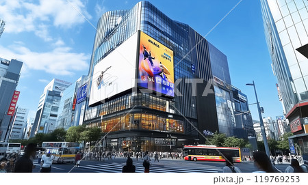 駅通路やショッピングセンター、ビルにあるようなデジタルサイネージ・広告看板 119769253