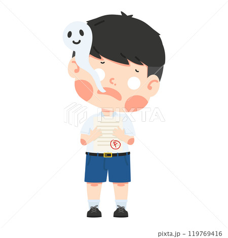boy student sad because get bad grade from exam boy student sad because get bad grade from exam 119769416