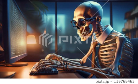 仕事しているガイコツ 仕事しているガイコツ 119769463